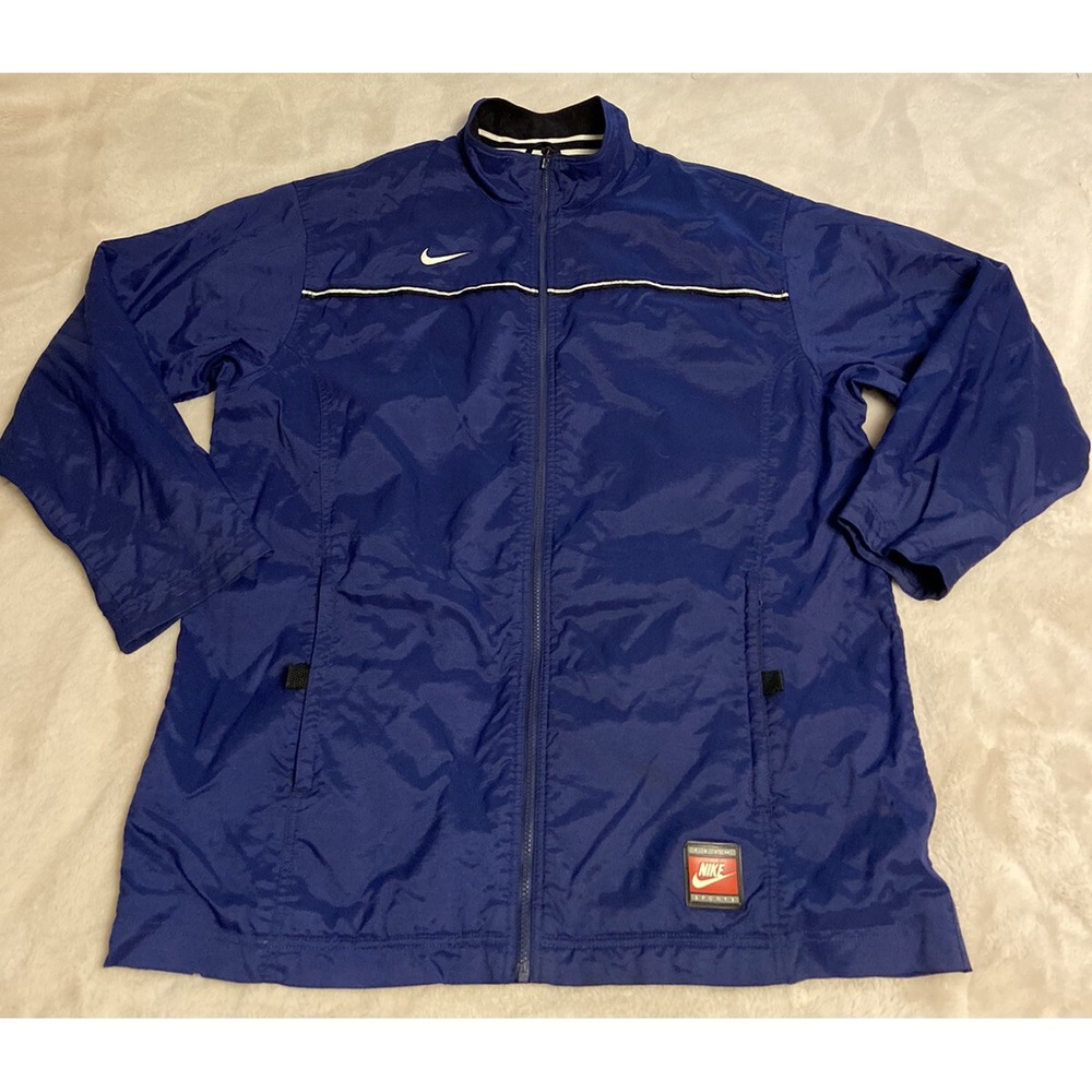 Vtg NIKE Team Sport Men's XXL Coat Jacket Heavy Nylon Blue Zip Sports Parka